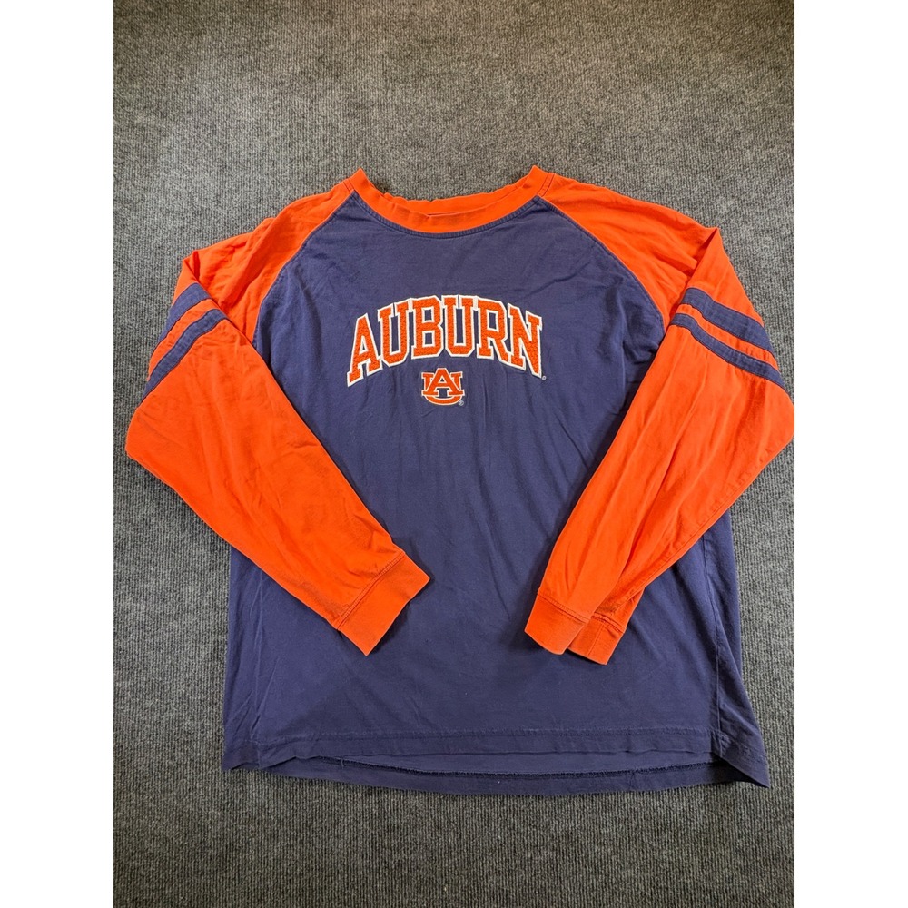 Pro Edge Auburn Tigers Long Sleeve Raglan Shirt Navy Orange XL Embroidered Logo